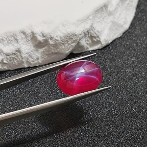 Rubis synthétique ovale cabochon, pierre lâche, rubis synthétique lisse et poli, dos plat, rouge, 5-8 carats, pour la fabrication de bijoux - Product Image 2