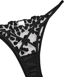 Ensemble de lingerie sexy push-up à armatures, en résille transparente, avec soutien-gorge et culotte à lanières - Product Image 2