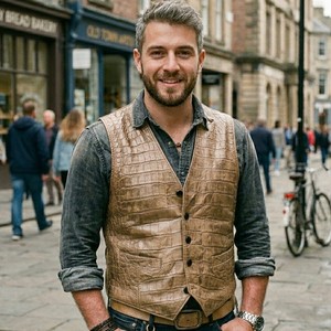 Chaleco de Cuero Genuino para Hombre, Estilo Motero, Cortavientos y Transpirable, Diseño Otoñal - Product Image 5