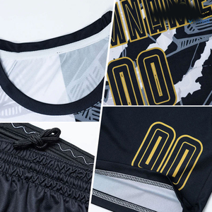 Maillot de football respirant à manches courtes avec motif griffe bicolore personnalisé - Kit d'équipe sublimé noir et blanc - Product Image 3