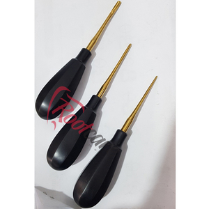 Último Set Premium de Cuidado Radicular Dental, Elevador de Raíces de 3 Piezas (2, 3, 4 mm) con Recubrimiento Dorado, Implantes Manuales Quirúrgicos Clase I CE - Product Image 4