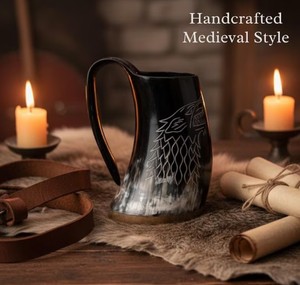 Taza de Cuerno de Búfalo Hecha a Mano, Material Rústico y Elegante, Textura Premium, Diseño Único y Tradicional, Idea de Regalo Decorativa - Product Image 1