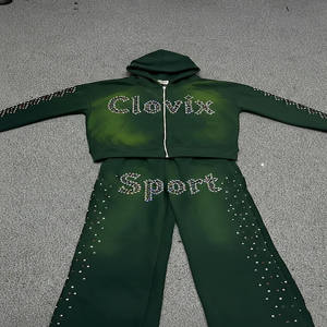 Survêtements en coton uni à capuche avec logo personnalisé pour hommes, respirants, coupe-vent, écologiques, design 2 en 1, pour l'hiver, vente chaude, prix bas - Product Image 1