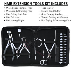 Herramientas Comerciales Blancas para Extensiones de Cabello con Removedor de Microperlas, Alicates de Crimpado Microlink, Alicates para Unir con Cinta y Tijeras de Corte de Hilo - Product Image 2