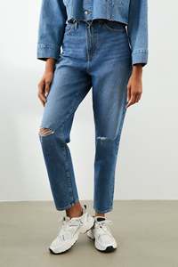 Pantalones Vaqueros de Mezclilla para Mujer, Logotipo Personalizado, Alta Calidad, 100% Algodón Lavado, Corte Recto, Holgados, Pierna Ancha, Cintura Alta, Tallas Grandes - Product Image 6