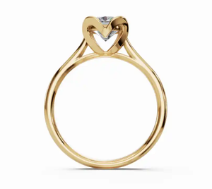 Anillo de diamantes solitario Floral Radiance con una sola piedra de corte brillante de 0300 quilates engastada en una delicada banda inspirada en pétalos. - Product Image 4