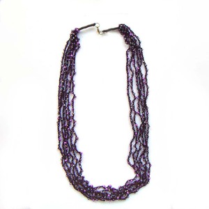 Collar de Cuentas de Ganchillo Natural para Mujer, Collar de Cuentas Moradas en Capas, Artesanía India, Joyería Étnica Contemporánea de Lujo a Precio de Mayoreo - Product Image 2