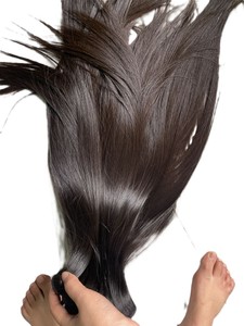 Paquete de cabello humano Remy de 26 pulgadas, liso, virgen, indio, negro natural y marrón natural, de una sola capa. - Product Image 3
