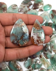 Aquaprase naturel, pierre précieuse en vrac, forme cabochon, dos plat, emballage en vrac pour la fabrication de bijoux - Product Image 3