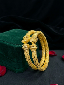 Women’s Handmade 1K Gold Plated Copper Brass <b>Bangles</b> <b>Set</b> | Traditional Designer Jewelry | High Quality Bridal Wedding Party Wear - Product Image 3