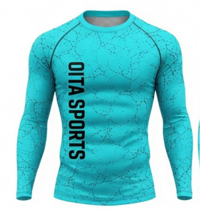 Ensemble de vêtements de sport pour homme, manches longues et leggings, performance active turquoise, compression, fitness, entraînement, gym, sportswear, athlétique - Product Image 3