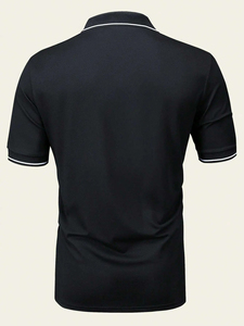 เสื้อโปโลผู้ชายแขนสั้นผ้าฝ้ายใส่สบายทันสมัยแฟชั่นอินเทรนด์ทรงพอดีตัว ยับยาก - Product Image 2