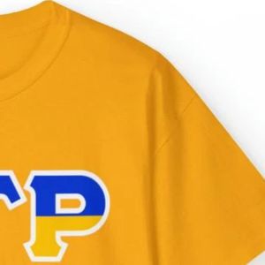 Camiseta Personalizada para Mujer, de Dos Tonos, con Letras Griegas, Manga Corta, Cuello Redondo, Diseño Gráfico en Bloques de Color, Estilo Casual Universitario - Product Image 4
