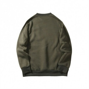 Sweat-shirt à col rond pour homme, vert olive, coupe classique, couleur unie, style décontracté, 100% coton, tricoté en French Terry - Product Image 5