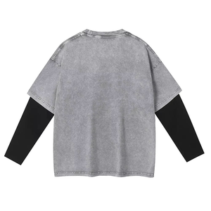 เสื้อยืดคุณภาพสูงสองชั้น แขนยาว ซักแบบ Stone Washed ทรงโอเวอร์ไซส์ ใส่ได้ทั้งชายและหญิง ผลิตจากผ้าฝ้าย 100% ระบายอากาศได้ดี - Product Image 4