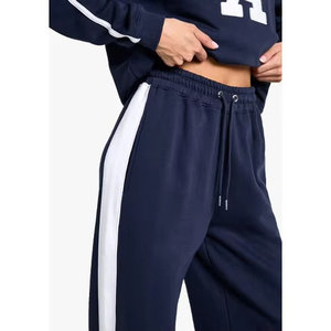 Pantalones Jogger Acampanados de Algodón de Moda con Bolsillos, Cintura Alta, Estilo Drapeado, Etiqueta Personalizada, Pierna Ancha, Holgados - Product Image 6