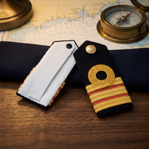JIFK ENTERPRISES - Epaulettes Personalizadas de la Marina Mercante, con Encaje Dorado y Trenza, Insignia de Rango, en Poliéster/Algodón, Par de Pliegues de Hombro - Product Image 3