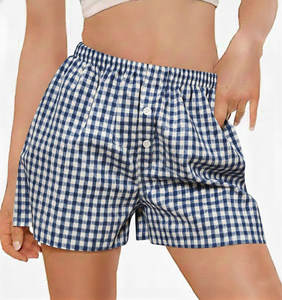 Compra al por mayor: Pantalones cortos de verano transpirables para mujer, de forro polar, lisos, casuales, con estampado de guinga, cintura elástica media, ecológicos e impermeables. - Product Image 6