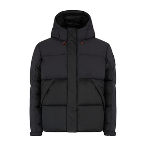 Veste matelassée noire pour homme, col montant, coupe-vent, vêtement d'extérieur d'hiver, coupe ajustée, veste décontractée - Product Image 1