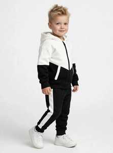 ONETEN APPARELS Ensemble de survêtement pour bébés garçons, sweat-shirt à capuche zippé et pantalon de jogging, color block, tenue décontractée d'automne, manches longues - Product Image 3