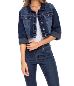 Vente directe, veste en jean pour femme, hiver, respirante, avec logo personnalisé, broderie de perles, 100% coton, qualité supérieure - Product Image 4