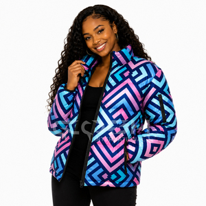 Cosh International <b>Women</b> Camouflage Puffer <b>Jacket</b> High Quality Sublimation Printed Canvas <b>Lightweight</b> Winter Coat - Product Image 1