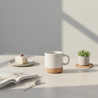 Mug à café en céramique blanc moucheté EffiPrint Print Demand, personnalisé et esthétique, base naturelle, compatible micro-ondes et lave-vaisselle, style américain