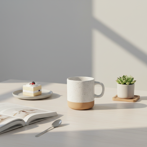 Mug à café en céramique blanc moucheté EffiPrint Print Demand, personnalisé et esthétique, base naturelle, compatible micro-ondes et lave-vaisselle, style américain - Product Image 3