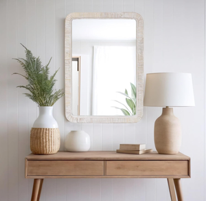Vietnam Modern Rattan Floral Round <b>Mirror</b> Handmade Wall Decor - Product Image 4