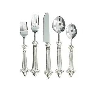 Ensemble de couverts vintage en acier inoxydable, motif nœud celtique gravé, 5 pièces, vaisselle classique pour bistrot, café - Product Image 2