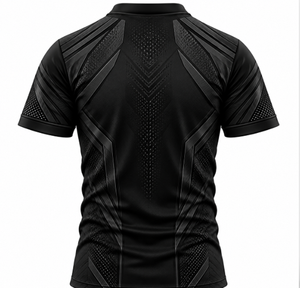 Camiseta de Fútbol para Hombre, Negra, con Cuello en V Geométrico, Transpirable, de Manga Corta, que Absorbe la Humedad, con Nombre de Equipo Personalizado, 100% Poliéster - Product Image 2