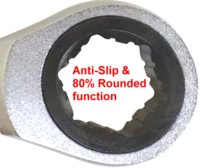 Llave combinada de doble extremo con carraca de 100T, métrica, OEM, con función antideslizante y extremos planos con 80% de redondeo