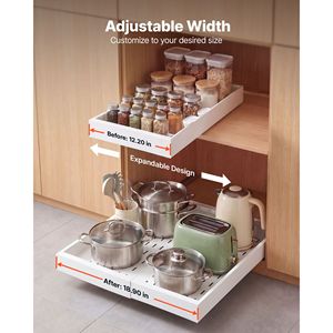 Organizzatore Estraibile per Armadio, Confezione da 2, Larghezza Espandibile 12.2-18.9 Pollici, Profondità 20.47 Pollici, Cassetto Scorrevole per Conservazione Alimenti in Cucina - Product Image 3