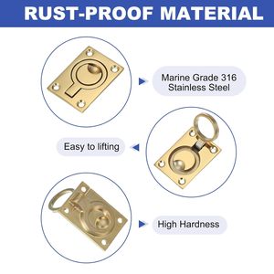 Tirador de Anillo de Latón Antiguo para Puertas, Tirador de Cajón Dorado Marrón para Armarios y Muebles - Product Image 3