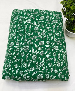 Eco-Friendly Green Floral Vine Hand Block Print Cotton <b>Fabric</b> Indian Sanganeri Botanical Fashion Accessories Bags Boys Girls - Product Image 2