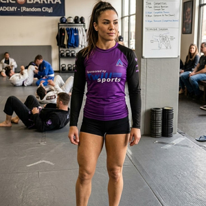 Rashguard personnalisé à manches longues pour hommes, personnalisable, BJJ MMA No-Gi Jiu Jitsu, t-shirt de compression en spandex/polyester, séchage rapide - Product Image 2