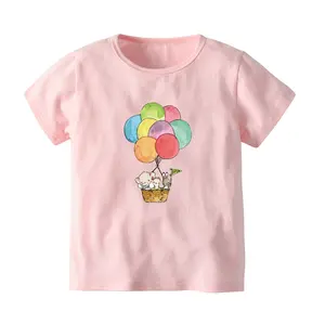 Unisex bambino estate Casual t-shirt girocollo con stampa Cartoon rosa tessuto in velluto a coste per bambine Set di abbigliamento da 2 pezzi