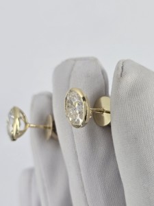 Boucles d'oreilles en diamant en or 14K 18K avec diamants ovales de laboratoire sertis clos, pour femme, cadeau de mariage ou d'anniversaire, bijoux - Product Image 3
