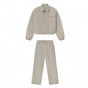Ensemble veste zippée et pantalon de survêtement large en toile urbaine premium 2026 – Vente en gros - Product Image 1