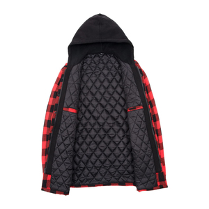 Men Casual <b>Red</b> Flannel Hoodie with Adjustable Zipper Soft Warm Quick Dry & Eco-Friendly for Fall and Winter Wear - Product Image 3