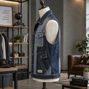 <b>Men</b> <b>Denim</b> <b>Vest</b> Made With Durable Cotton <b>Denim</b> Fabric Sleeveless Design Button Front Closure Comfortable Fit And Reinforced - Product Image 3