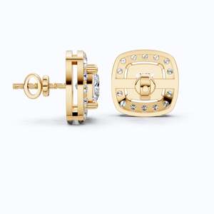 14K Solid Gold Princess Cut Lab Grown Diamond Halo <b>Stud</b> <b>Earrings</b> IGI Certified Luxury Bridal Wedding Party Gift <b>Fine</b> Jewelry - Product Image 6