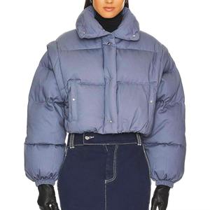 Chaqueta Acolchada Ligera para Mujer, con Bordado, Resistente al Viento, Ecológica, de Poliéster, con Cierre de Cremallera y Cuello Desmontable - Product Image 4
