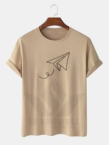 Camiseta de algodón para hombre, azul marino, con estampado gráfico de rayos, manga corta, cuello redondo, corte regular, informal, con estampado geométrico. - Product Image 2