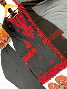 Conjunto de Vestido y Pantalón de Fiesta Moderno con Bordado Intenso en Tela de Satén de Seda BLOSSOM FABRIC, con Dupatta, para Todas las Temporadas, Traje Listo para Usar - Product Image 3