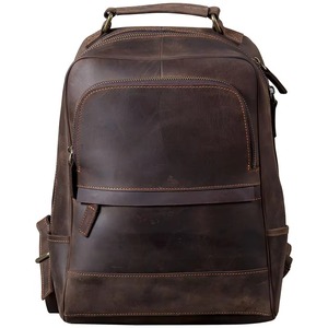 Padded Laptop Leather <b>Backpack</b> <b>Waterproof</b> Anti-Theft Vintage Rucksack Genuine Leather Travel Gear LBP-0458 - Product Image 1
