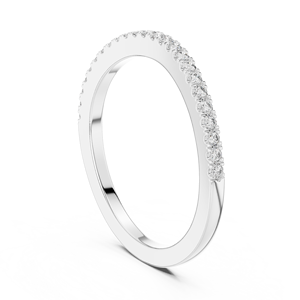 Anillo de compromiso y boda minimalista de lujo con diamantes de laboratorio certificados, corte CUT, con piedras laterales, media banda, oro blanco de 18 quilates con baño de rodio. - Product Image 2