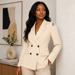 Blazer a Rayas Griego, Ropa Tradicional Masónica, Prenda Exterior Elegante, Chaqueta de Negocios con Logotipo Bordado para Hermandades y Fraternidades - Product Image 3