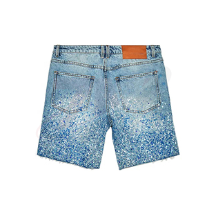 Pantalones Cortos de Mezclilla para Hombre, Cintura Media, Estampado Brillante, Lavado a la Piedra, Estilo Casual de Verano, Pierna Recta, Tela de Algodón - Product Image 2