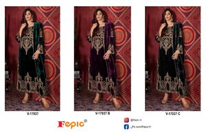 Elegant Velvet Embroidered Shalwar Kameez Set for Adults Pakistani Style Jacquard Bottom with Chinon Dupatta Special Occasions - Product Image 6